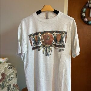 Yosemite Graphic Tee - Cream with Brown & Teal Motif